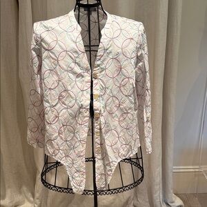 Habitat White Button-Front Jacket with Multicolor Embroidered Circles